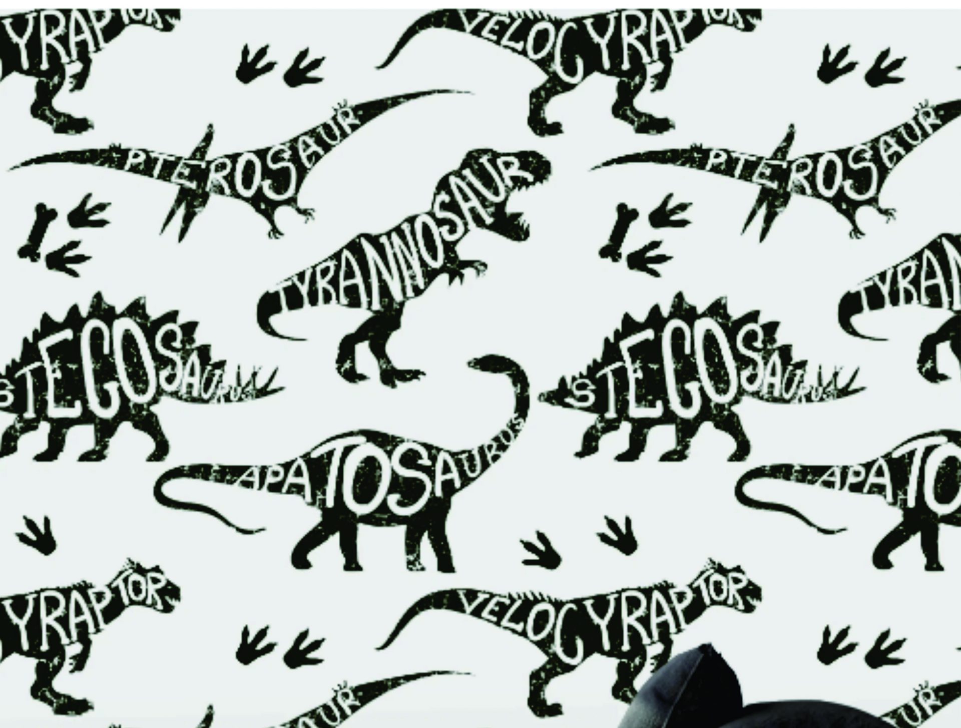 PAPEL DE PAREDE DINOSSAURO preto e branco