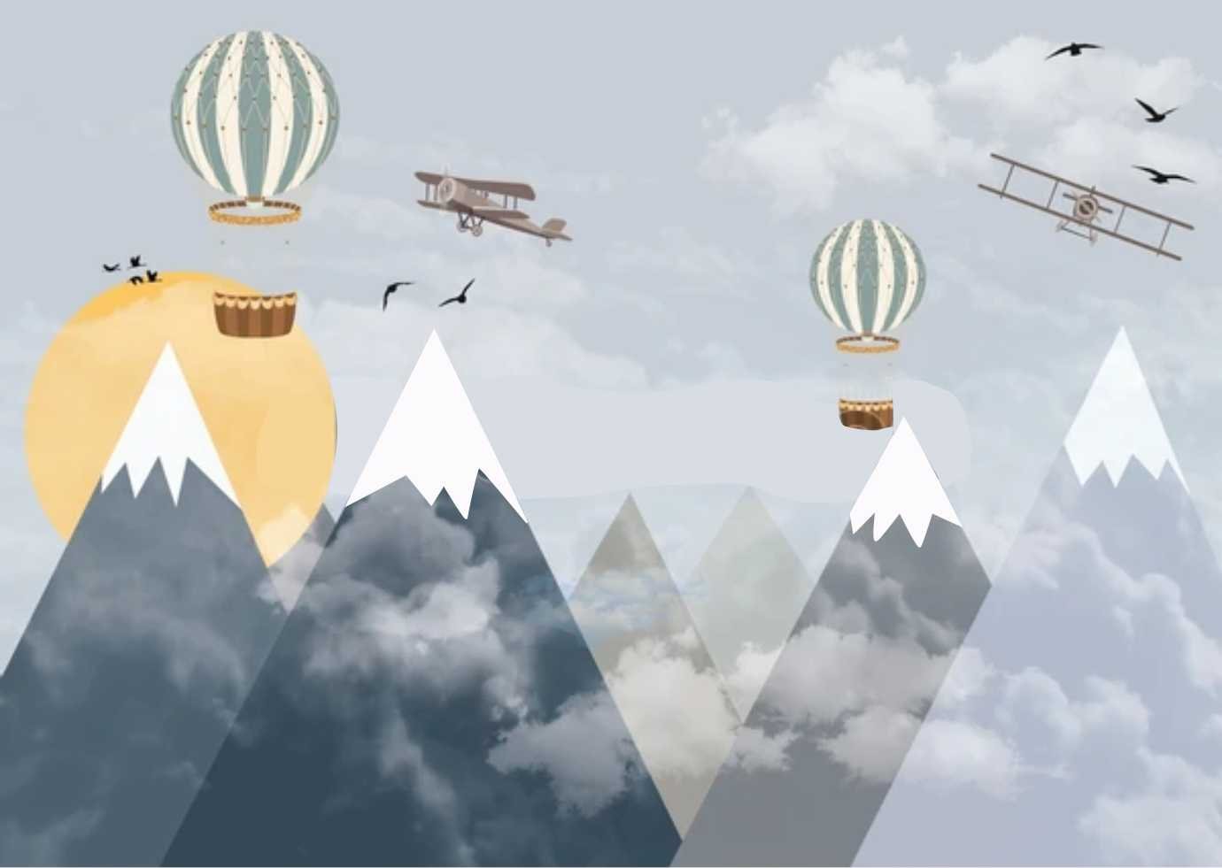 PAPEL DE PAREDE BALÕES AVIÕES MONTANHAS