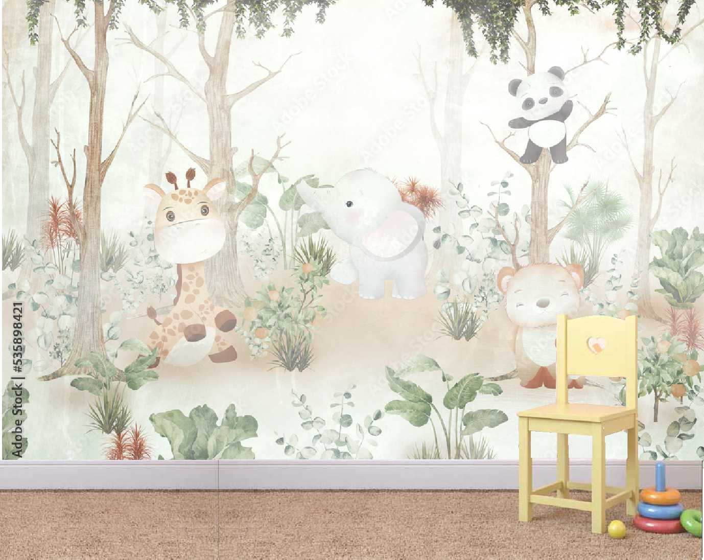 PAPEL DE PAREDE SAFARI INFANTIL FLORESTA