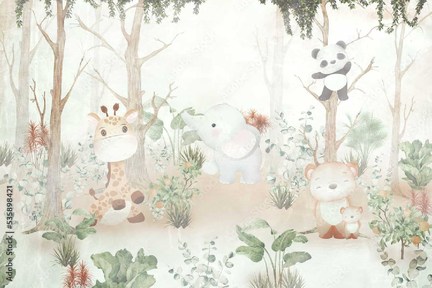 PAPEL DE PAREDE SAFARI INFANTIL FLORESTA