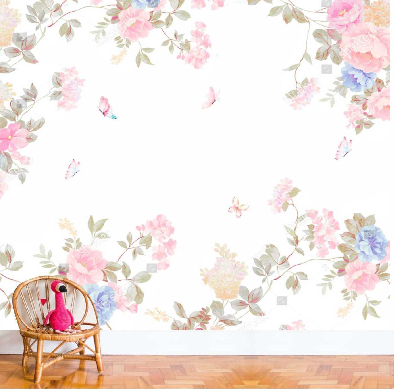 PAPEL DE PAREDE FLORES E ROSAS AQUARELAS