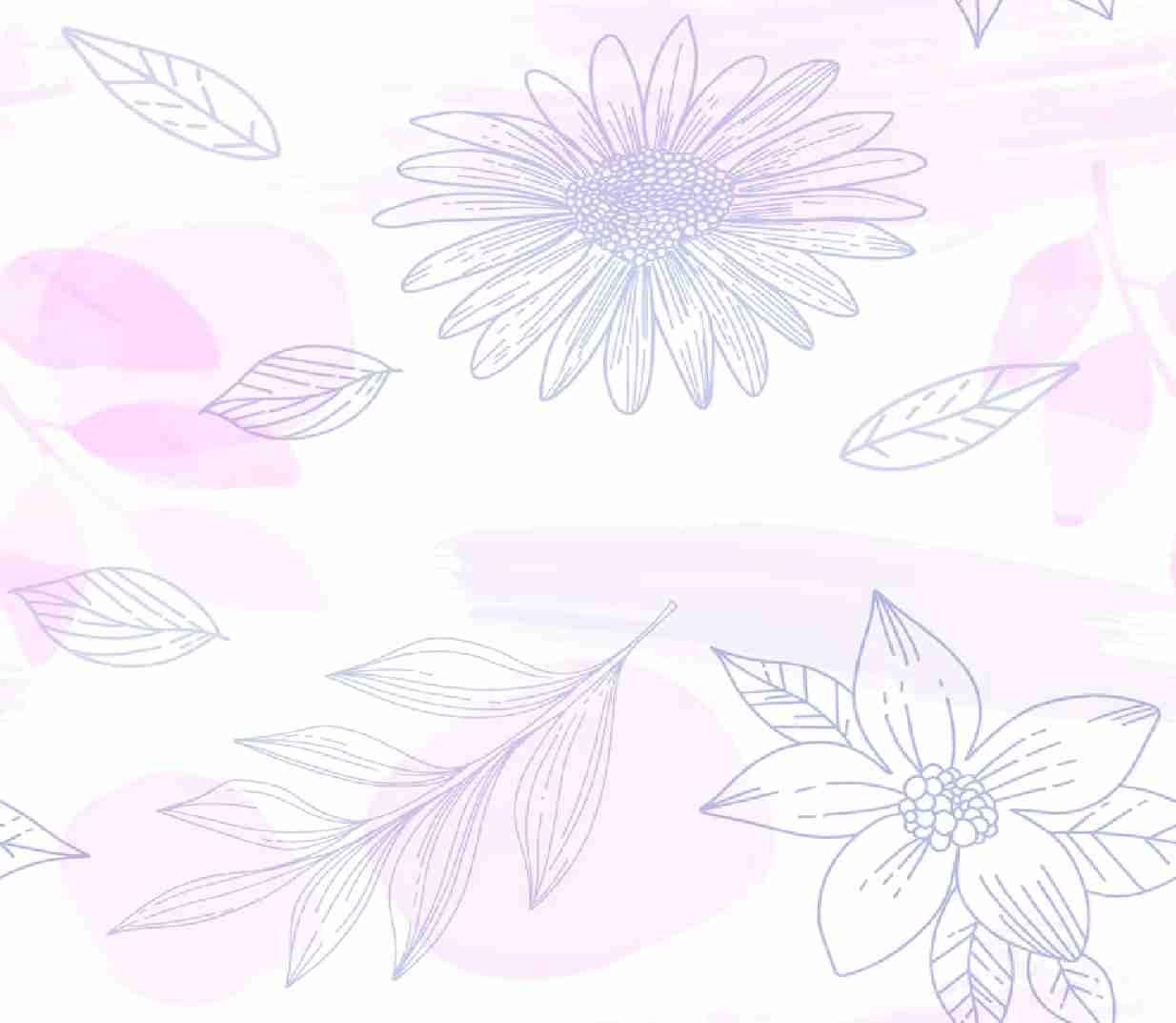 PAPEL DE PAREDE FLORES E FOLHAS LILAIS COM ROSA
