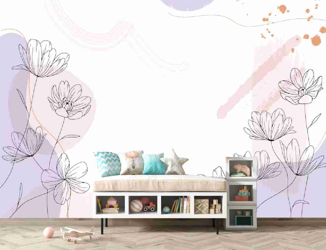 PAPEL DE PAREDE FLORES COM FUNDO AQUARELA
