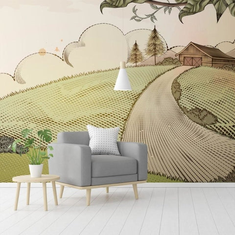 PAPEL PAREDE FAZENDA TIPO AQUARELA FAZENDINHA