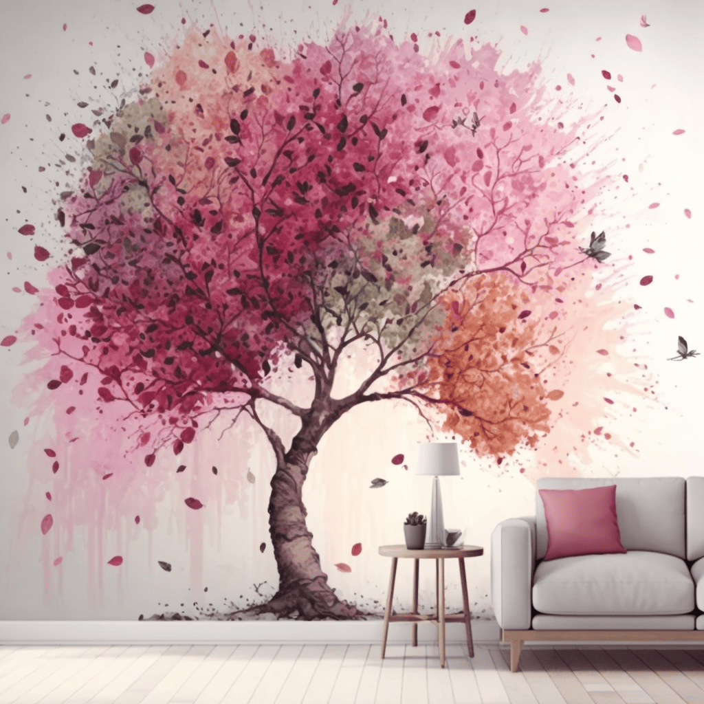 PAPEL DE PAREDE ARVORE AQUARELADA PINTURA - PAPEL EXCLUSIVO