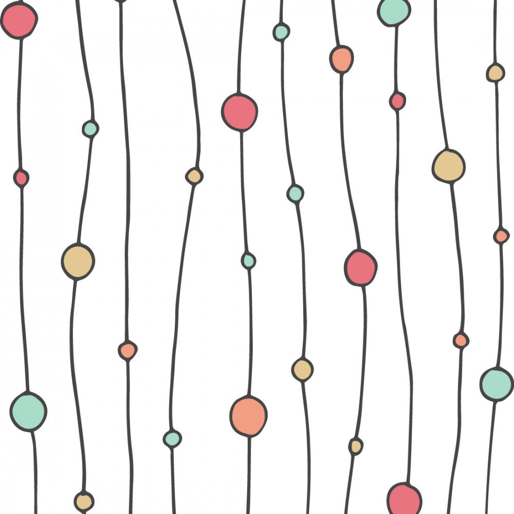 Papel De Parede Infantil Linhas e Bolinhas Coloridas
