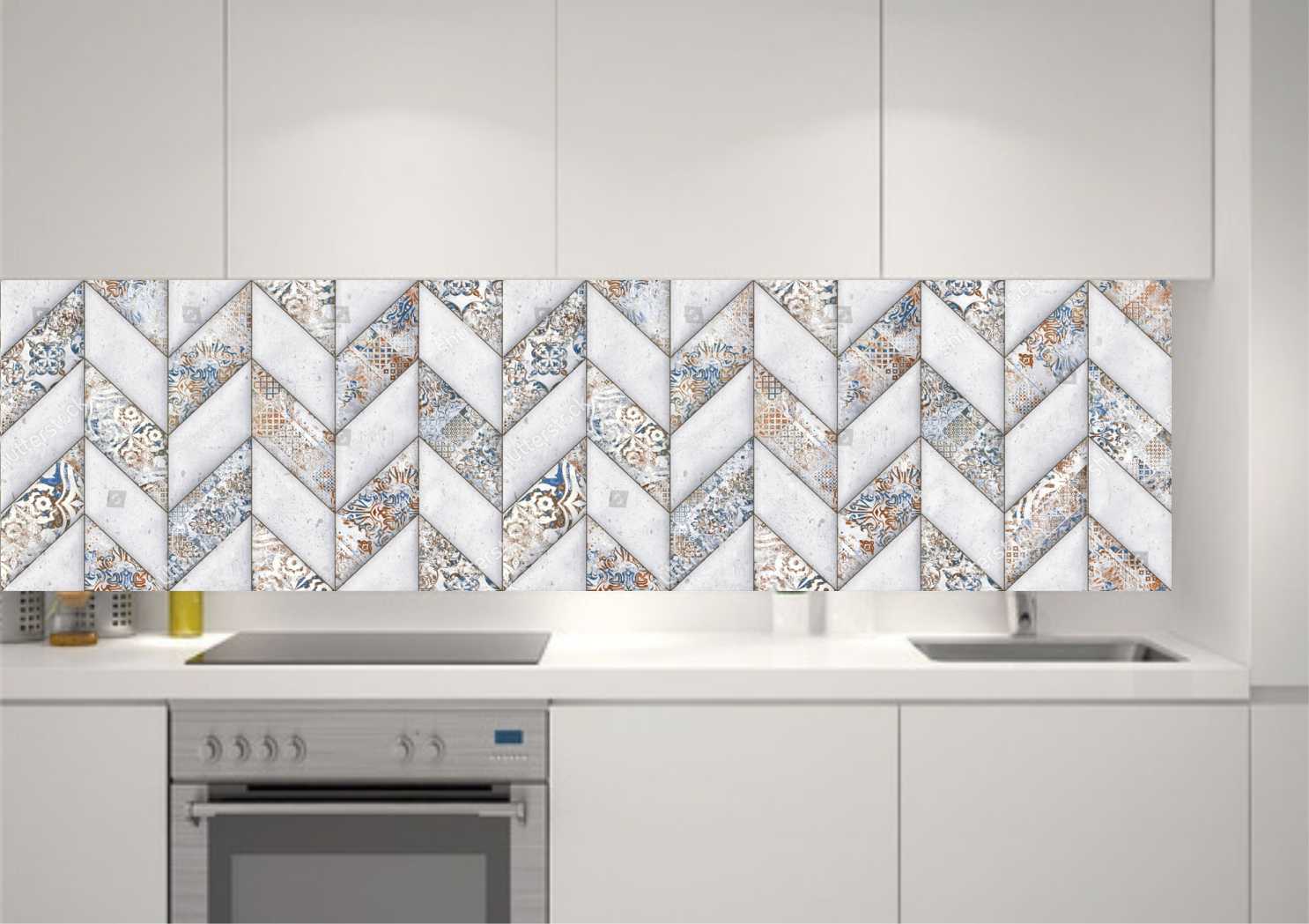 PAPEL DE PAREDE LADRILHO GEOMETRICO PARA COZINHA / BANHEIRO
