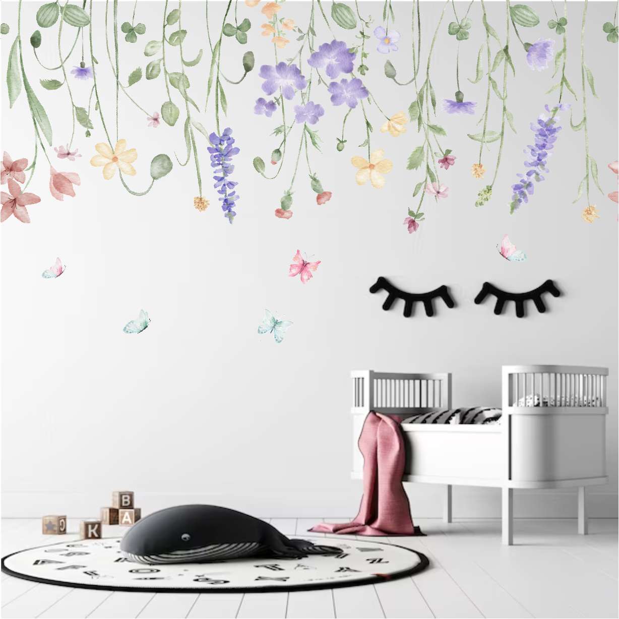PAPEL DE PAREDE FLORES FLORAL CAINDO DO TETO AQUARELA COM BORBOLETAS