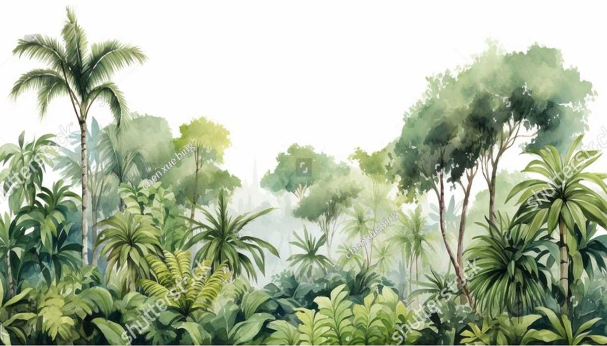 PAPEL DE PAREDE PERSONALIZADO FLORESTA AQUARELA