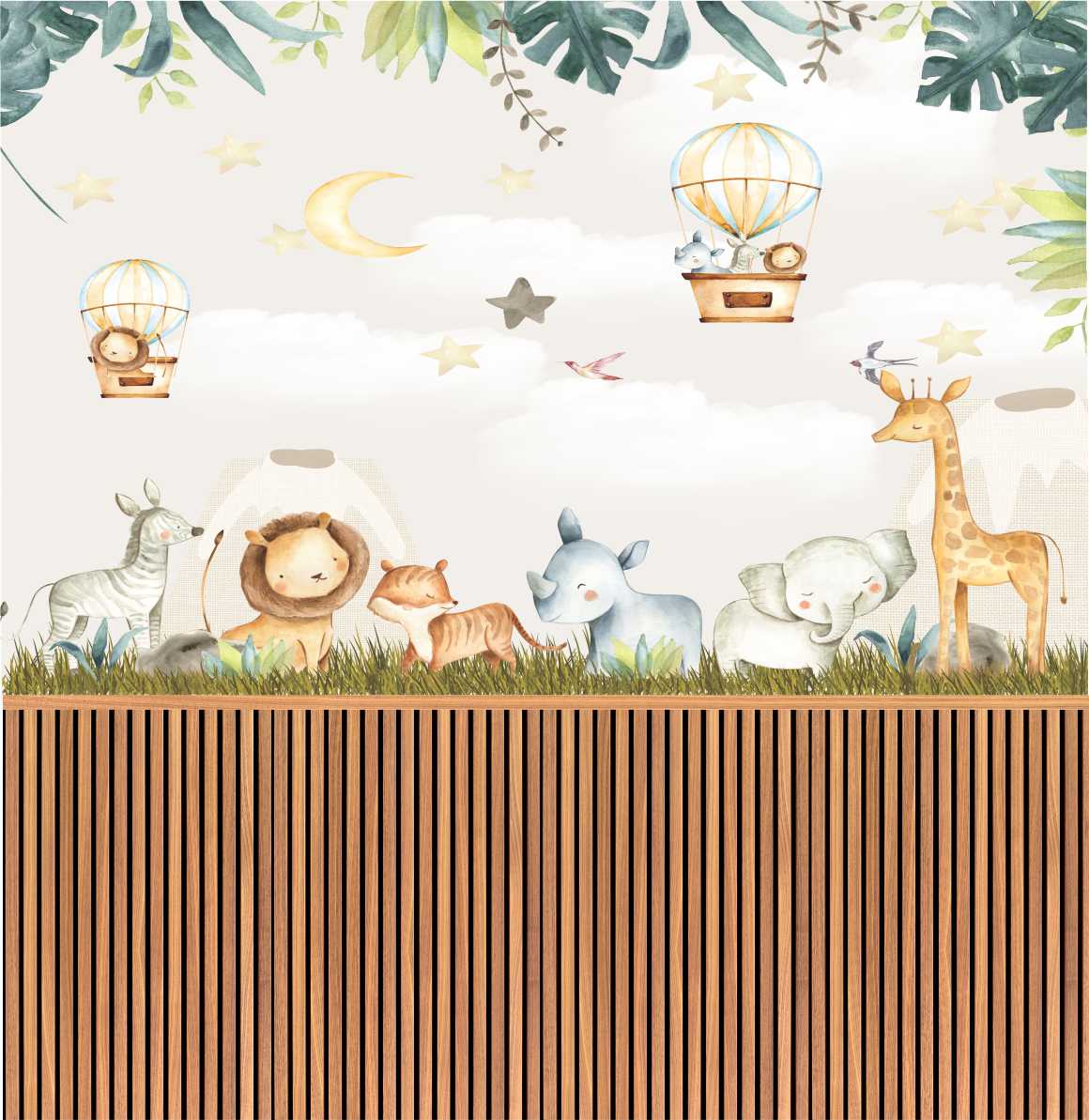 PAPEL DE PAREDE SAFARI COM RIPADO MADEIRA