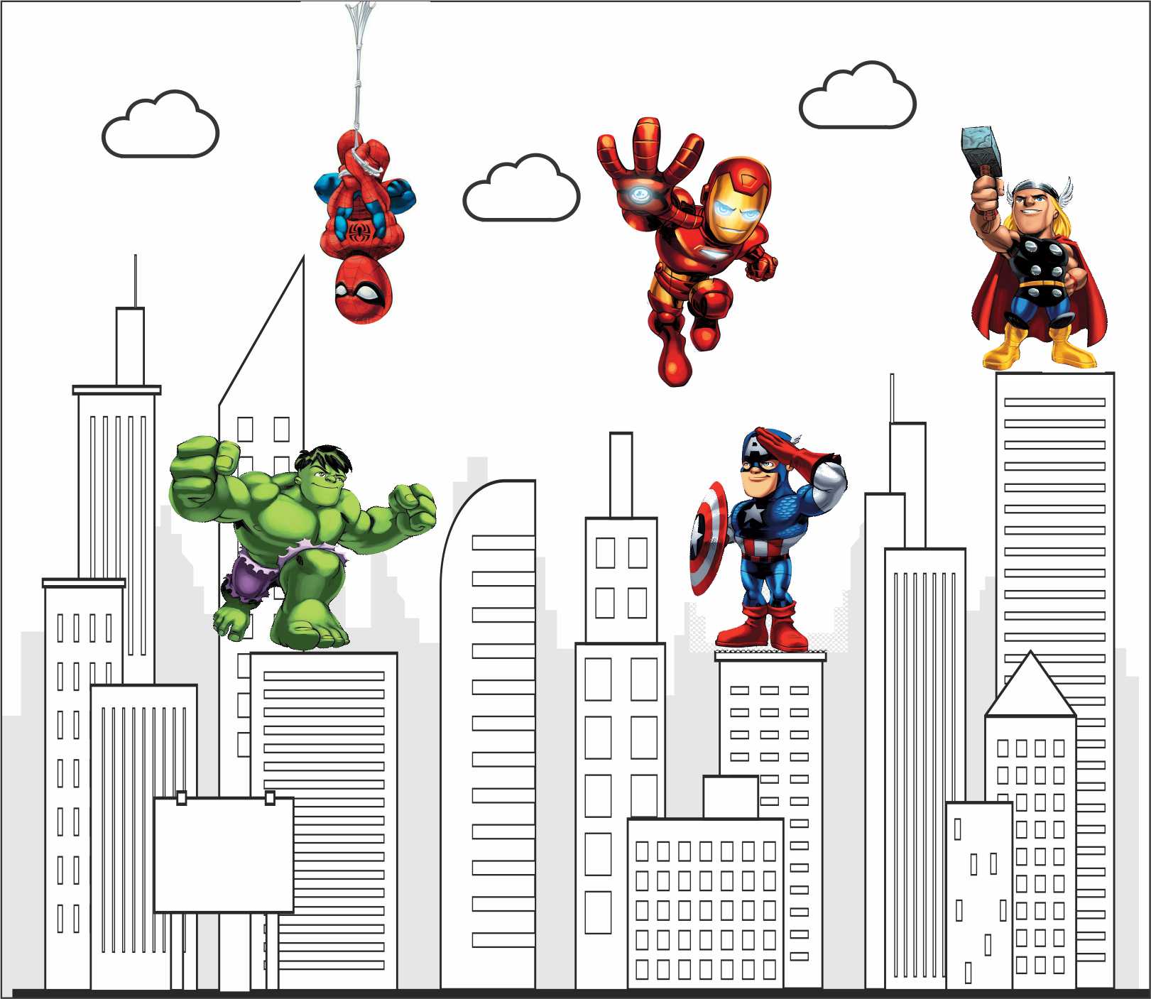 PAPEL DE PAREDE HEROIS MARVEL INFANTIL VINGADORES
