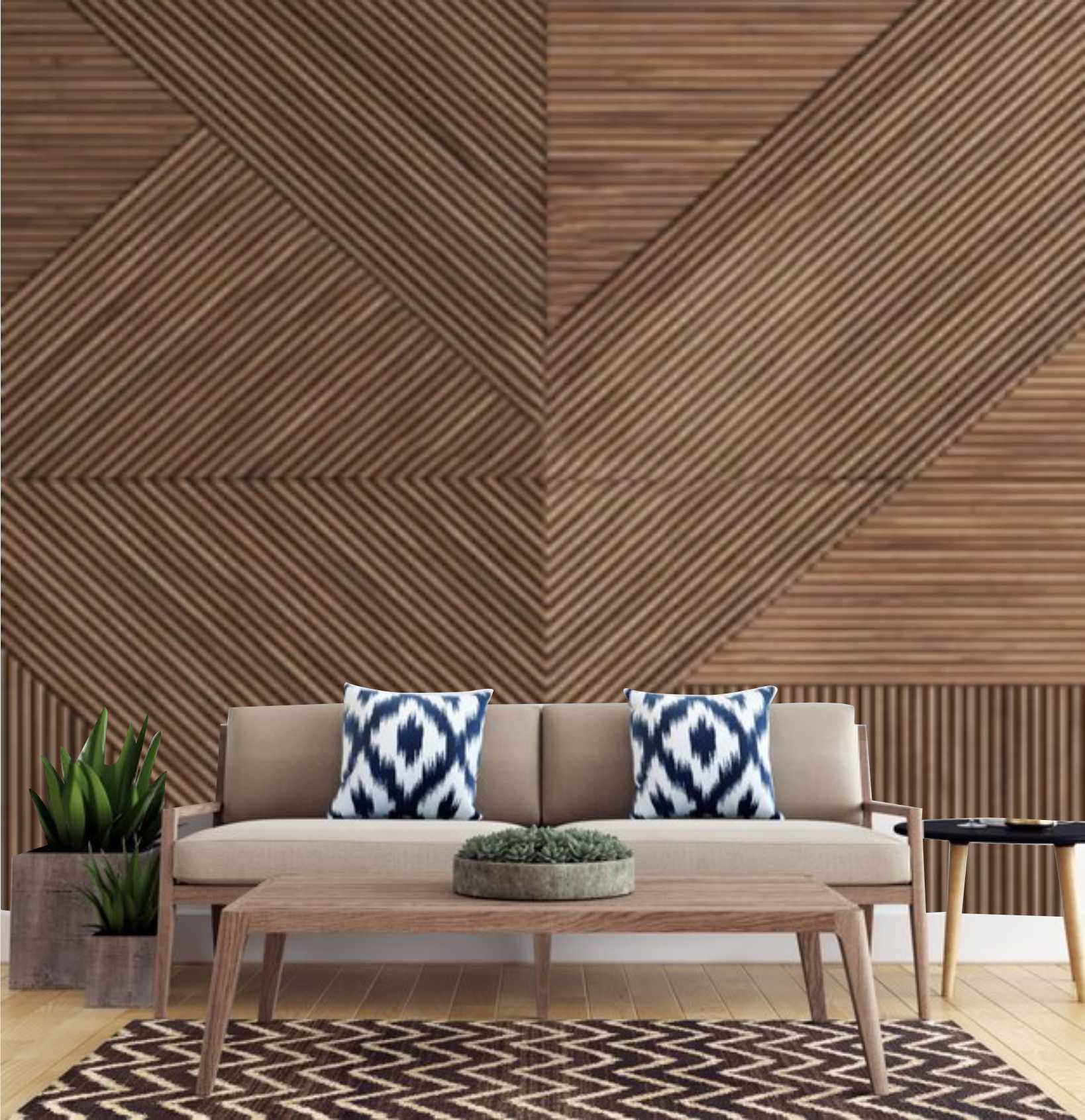PAPEL PAREDE SALA E QUARTO RIPAS RIPADO MADEIRA