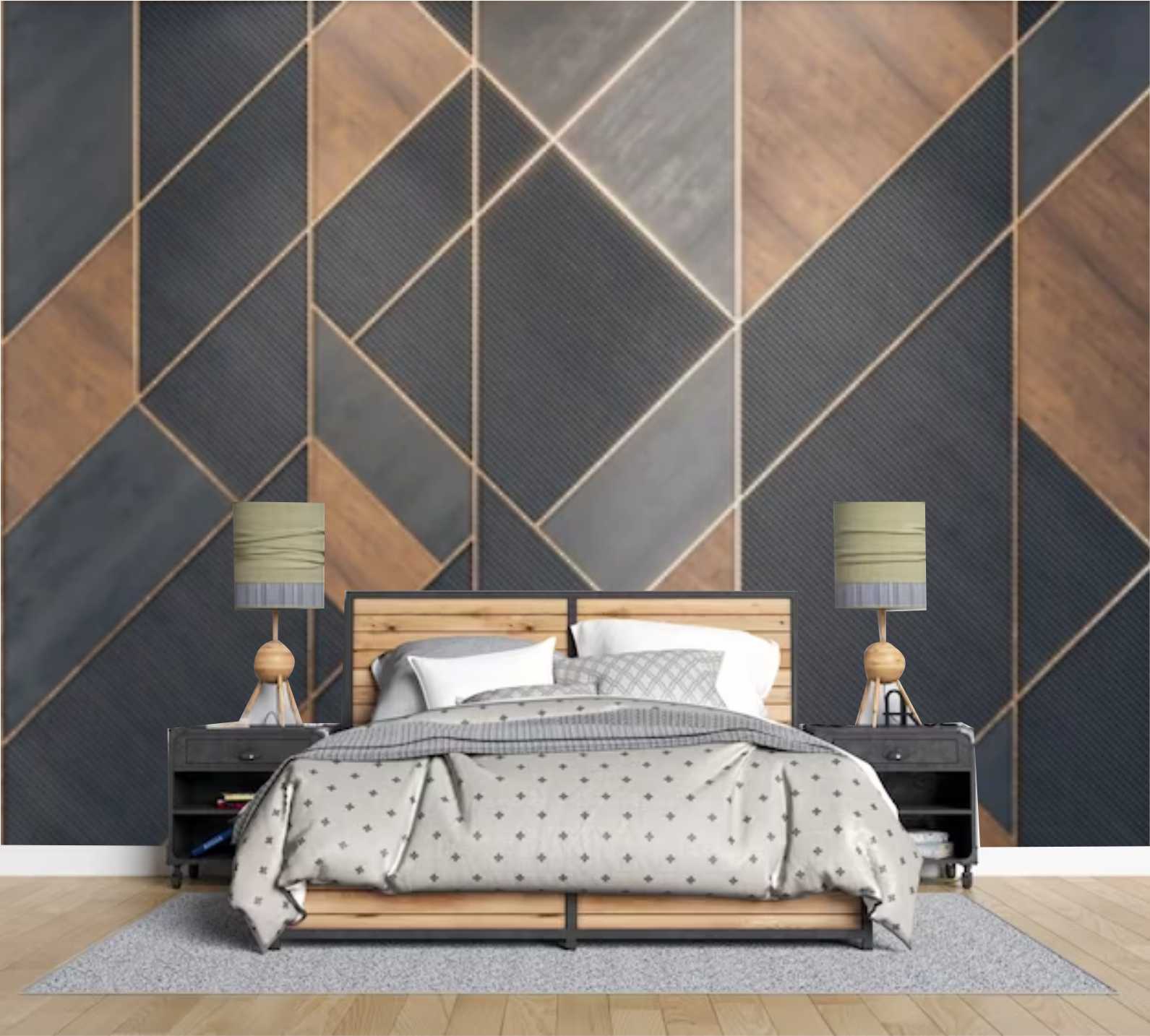 PAPEL DE PAREDE PARA SALA E QUARTO MADEIRA COM CIMENTO