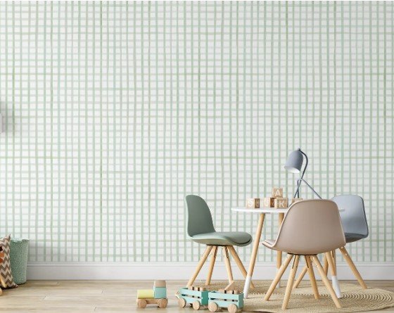 PAPEL DE PAREDE LAVAVEL QUADRICUKLADO XADREZ VERDE AQUARELA Vichy