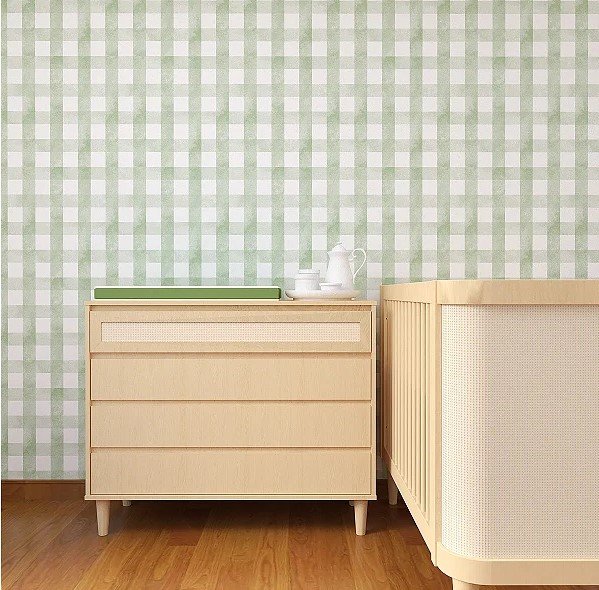 Papel de Parede Vichy xadrez Aquarelado VERDE
