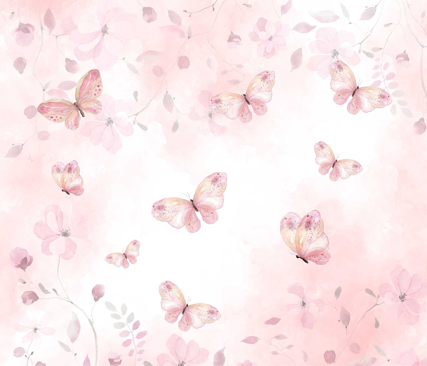 PAPEL DE PAREDE BORBOLETAS E FLORAL