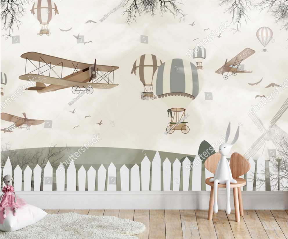 PAPEL DE PAREDE AVIADOR AVIÕES E BALOES