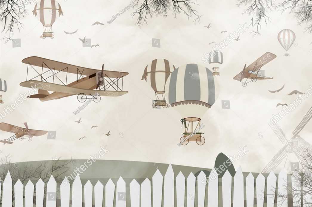 PAPEL DE PAREDE AVIADOR AVIÕES E BALOES