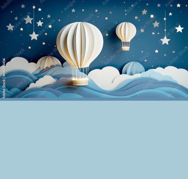 PAPEL DE PAREDE BALÃO E ESTRELA 3D