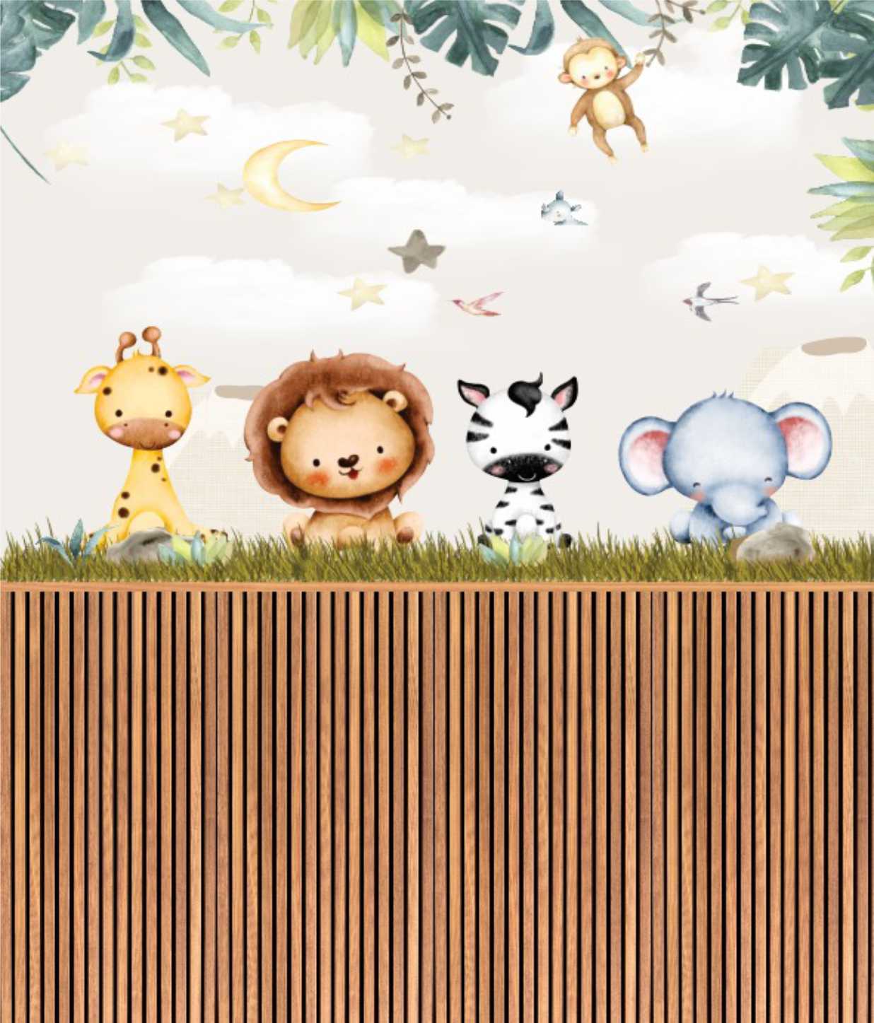 PAPEL DE PAREDE SAFARI COM PAINEL RIPADO