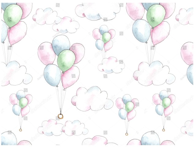 PAPEL DE PAREDE BALÕES E NUVENS AQUARELA