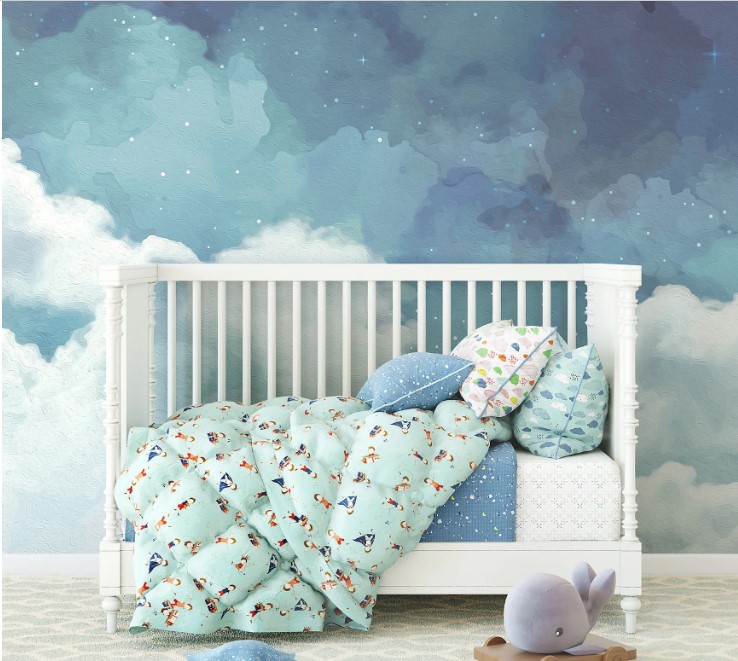 PAPEL DE PAREDE NUVENS AQUARELA AZUL
