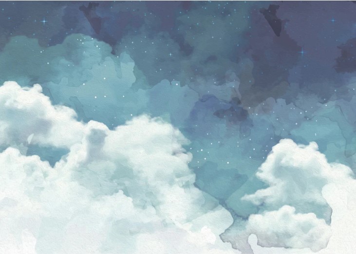 PAPEL DE PAREDE NUVENS AQUARELA AZUL