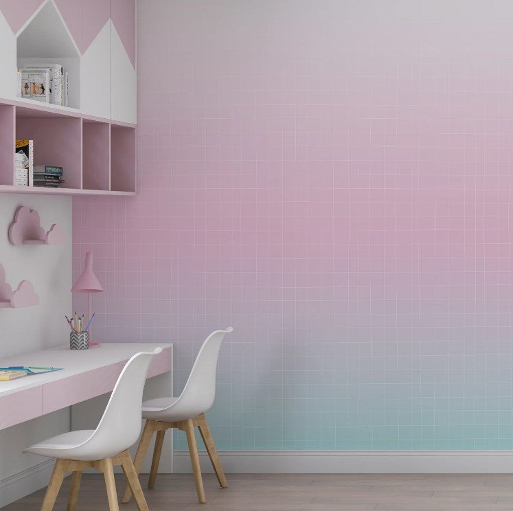 PAPEL DE PAREDE DEGRADÊ ROSA COM VERDE
