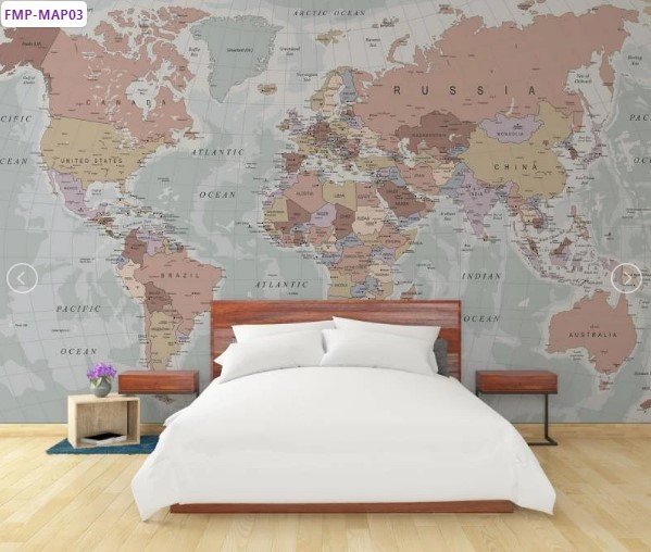 PAPEL DE PAREDE MAPA MUNDI ROSADO