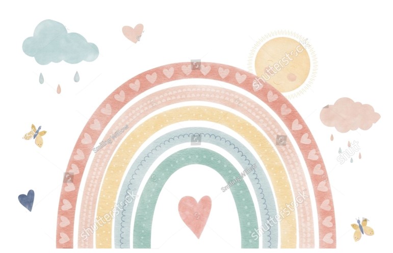 PAPEL DE PAREDE ARCOIRIS COM NUVENS
