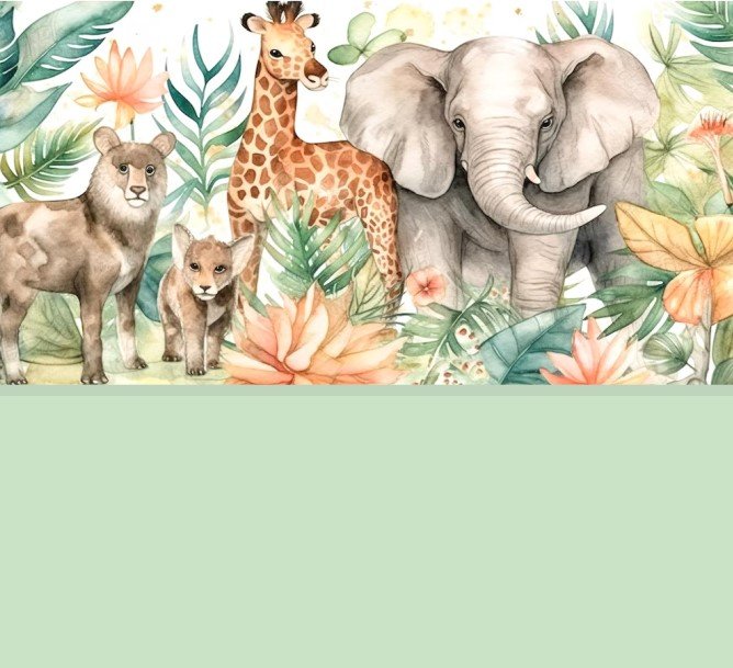 PAPEL DE PAREDE SAFARI AQUARELA MEIA PAREDE