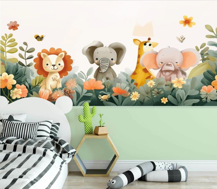 PAPEL DE PAREDE SAFARI AQUARELA MEIA PAREDE