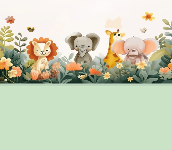 PAPEL DE PAREDE SAFARI AQUARELA MEIA PAREDE