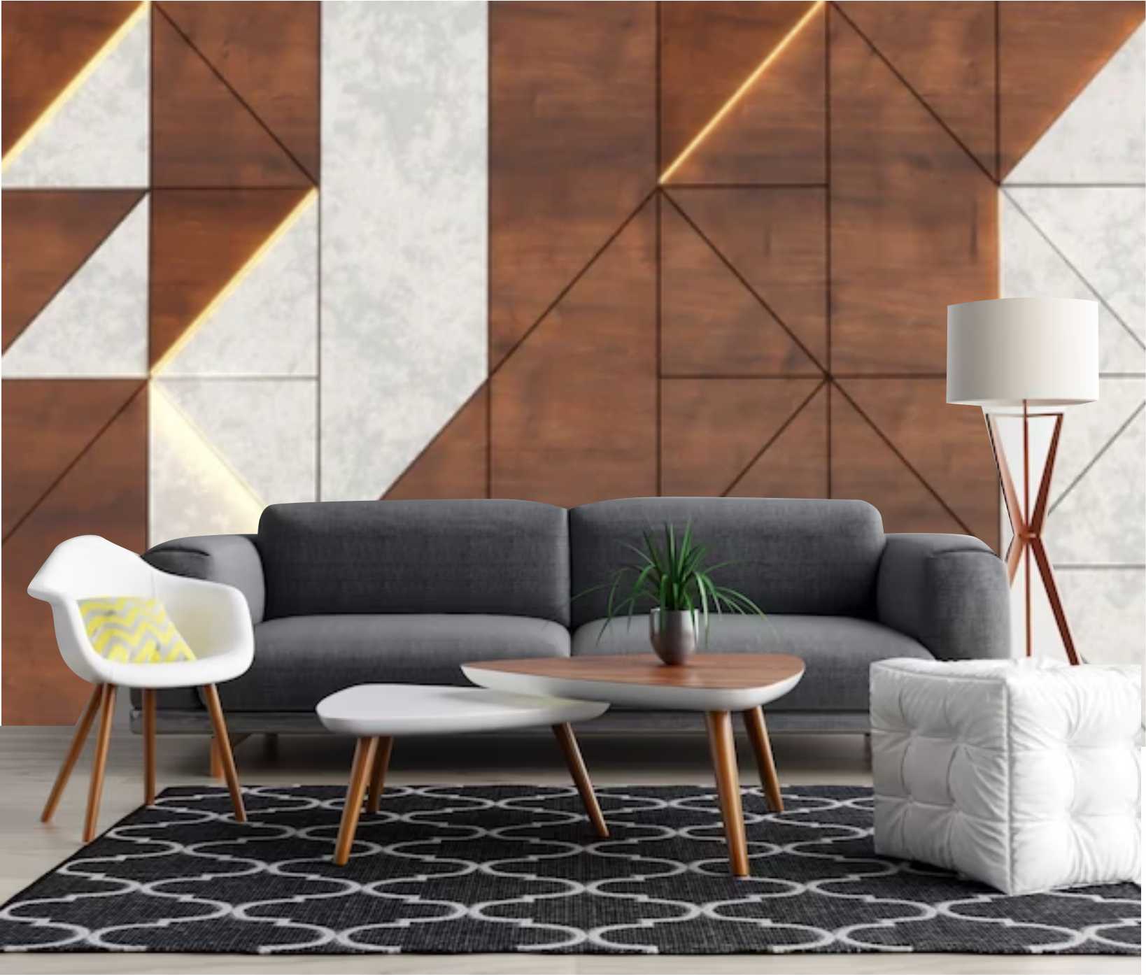 PAPEL DE PAREDE MADEIRA COM MARMORE 3D E LUZ - SALA E QUARTO