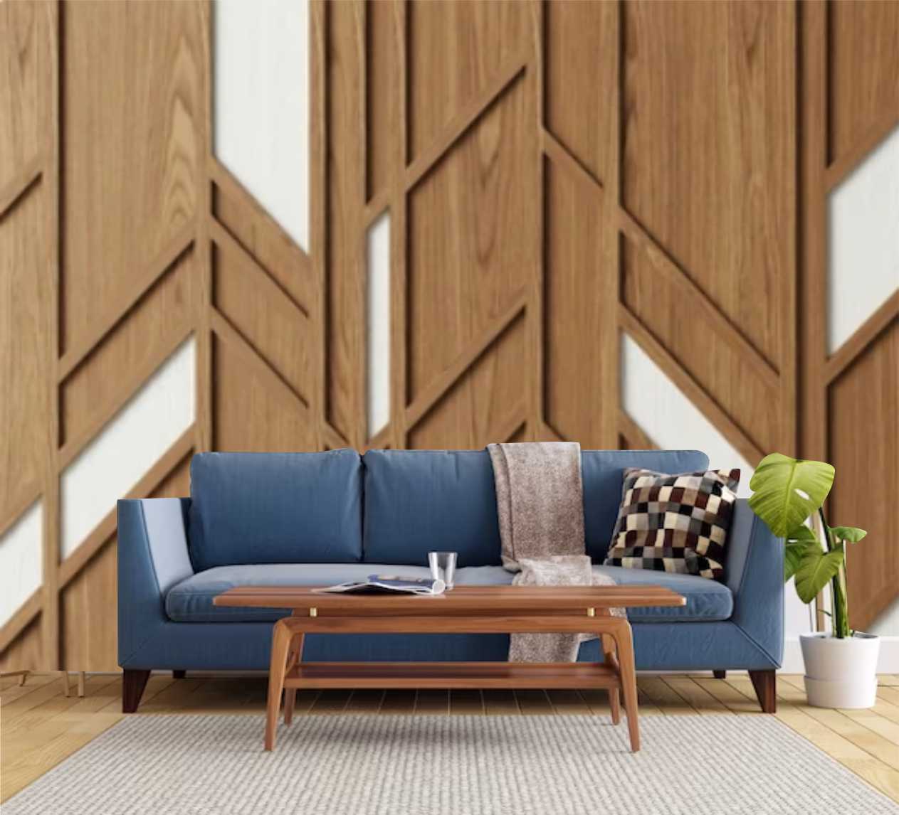 PAPEL DE PAREDE MADEIRA EFEITO 3D - QUARTO E SALA