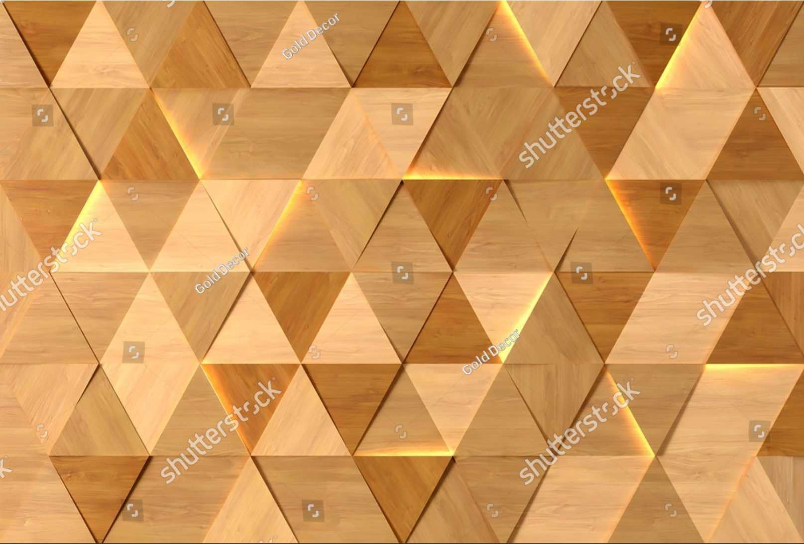 PAPEL DE PAREDE MADEIRA TRIANGULOS 3D