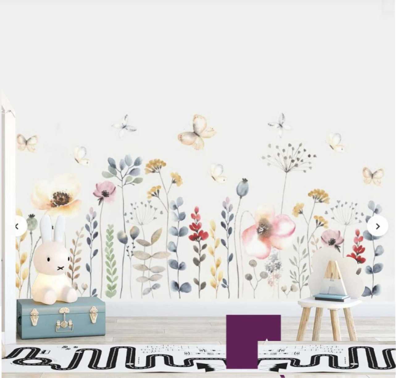 PAPEL DE PAREDES FLORES E BORBOLETAS AQUARELA DO CHÃO