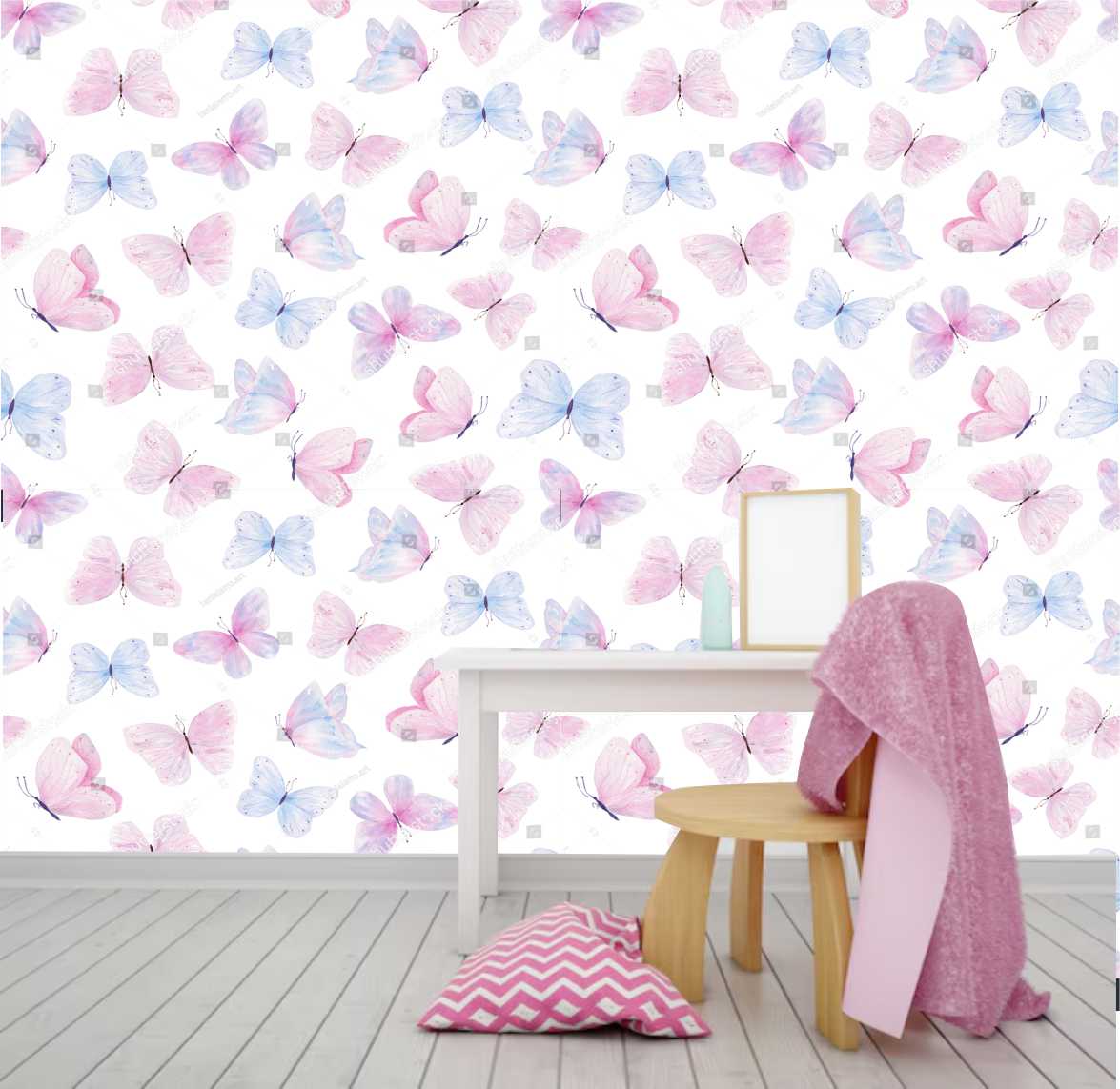 PAPEL DE PAREDE BORBOLETAS AQUARELADA