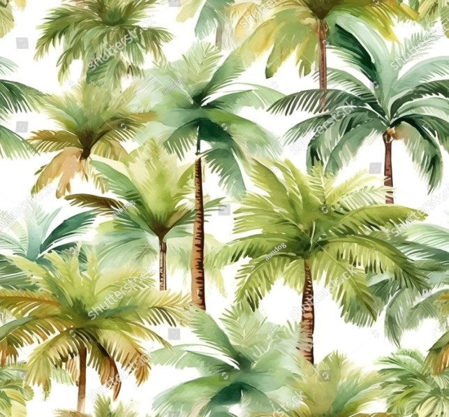 PAPEL DE PAREDE COQUEIROS AQUARELA