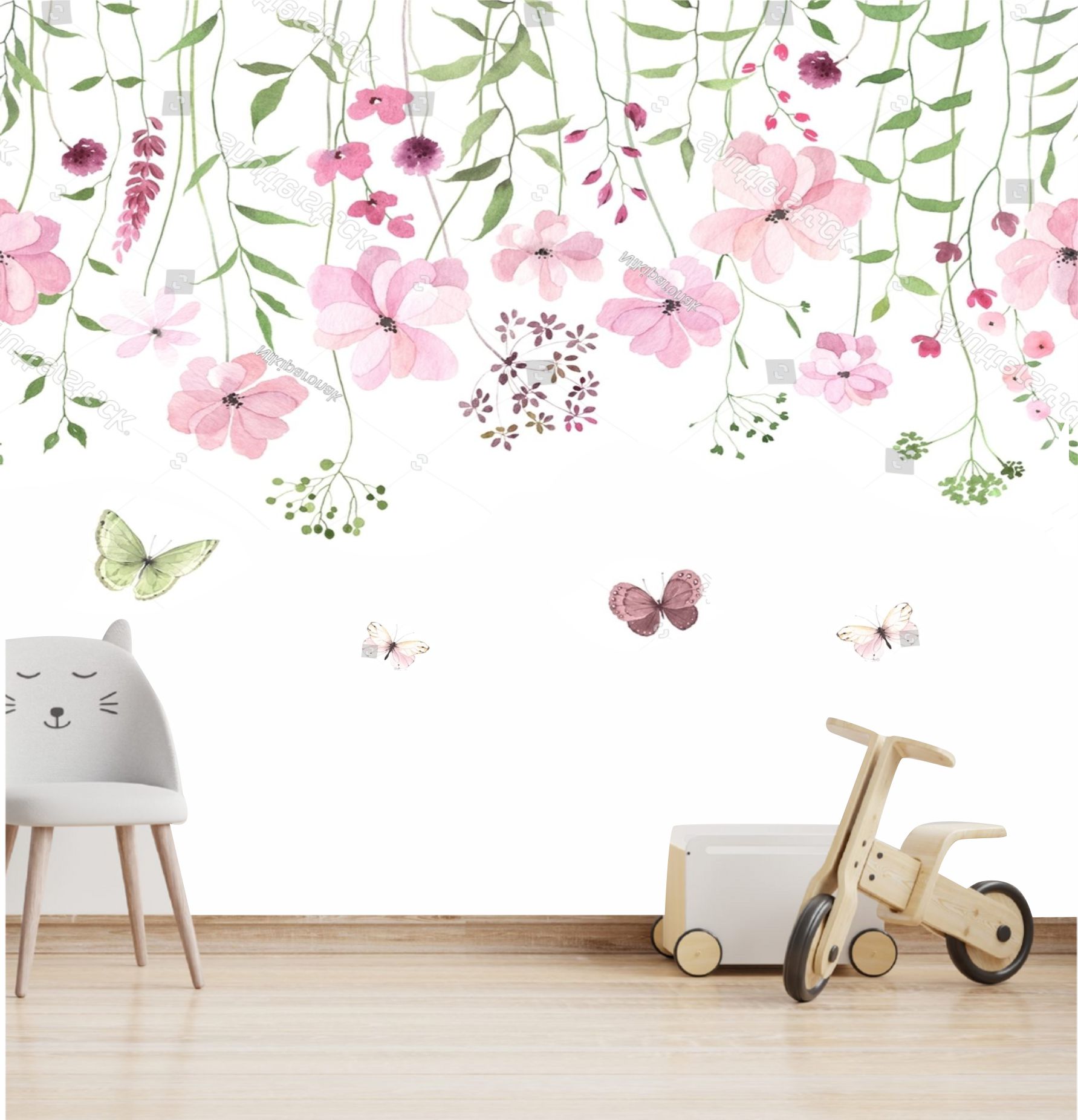 PAPEL DE PAREDE FLORES CAINDO AQUARELA