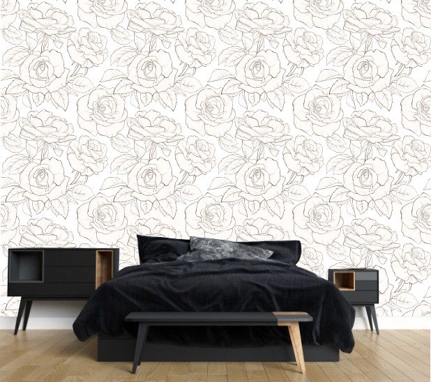PAPEL DE PAREDE DESENHO DE ROSAS E FLORES