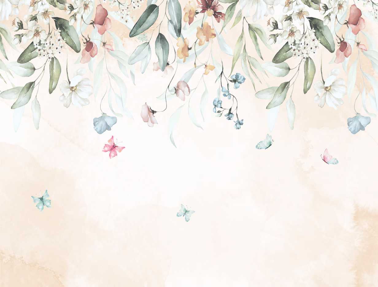 PAPEL DE PAREDE FLORAL AQUARELA