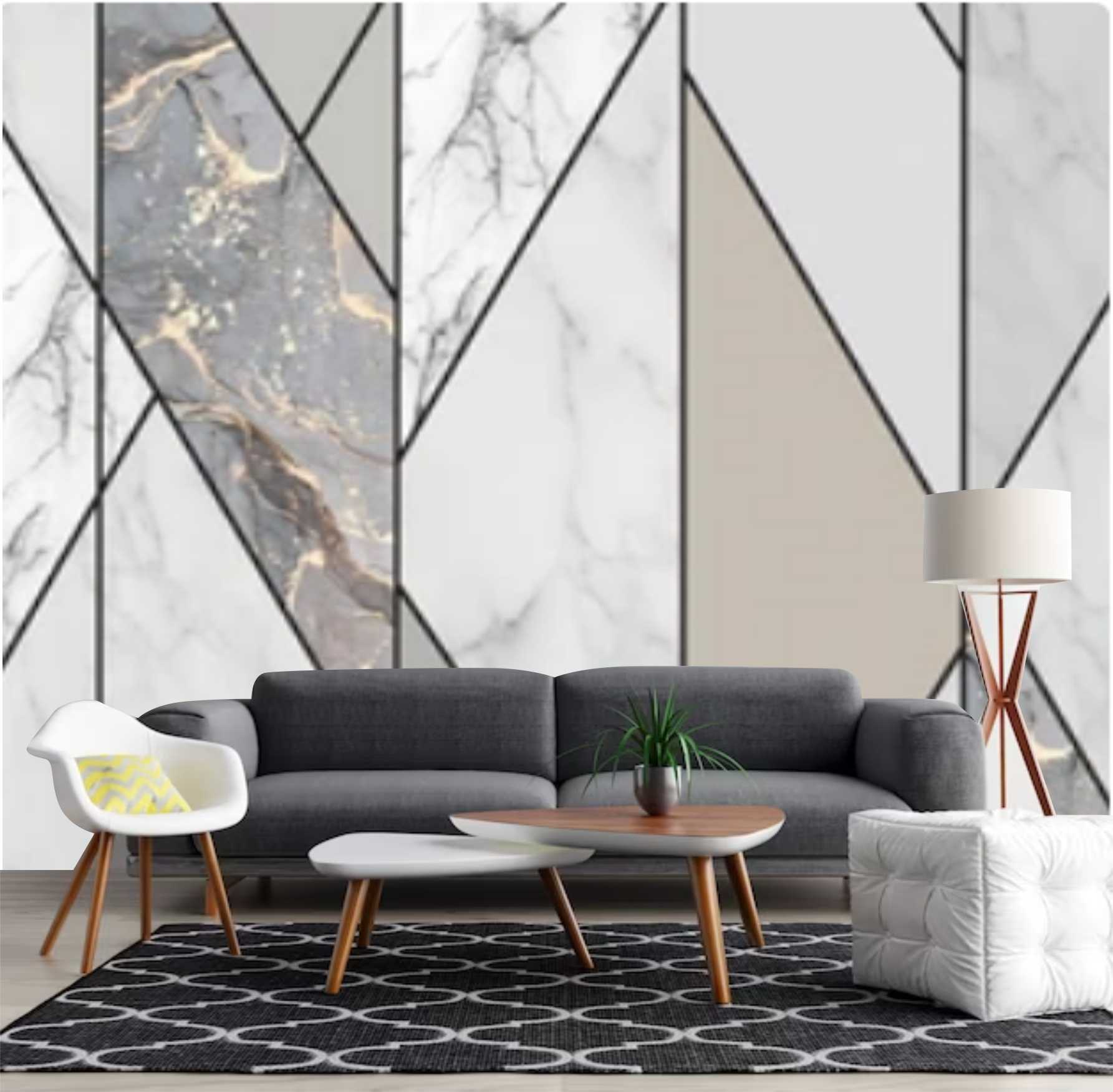 PAPEL DE PAREDE MOSAICO MARMORE - QUARTO SALA E ESCRITORIO