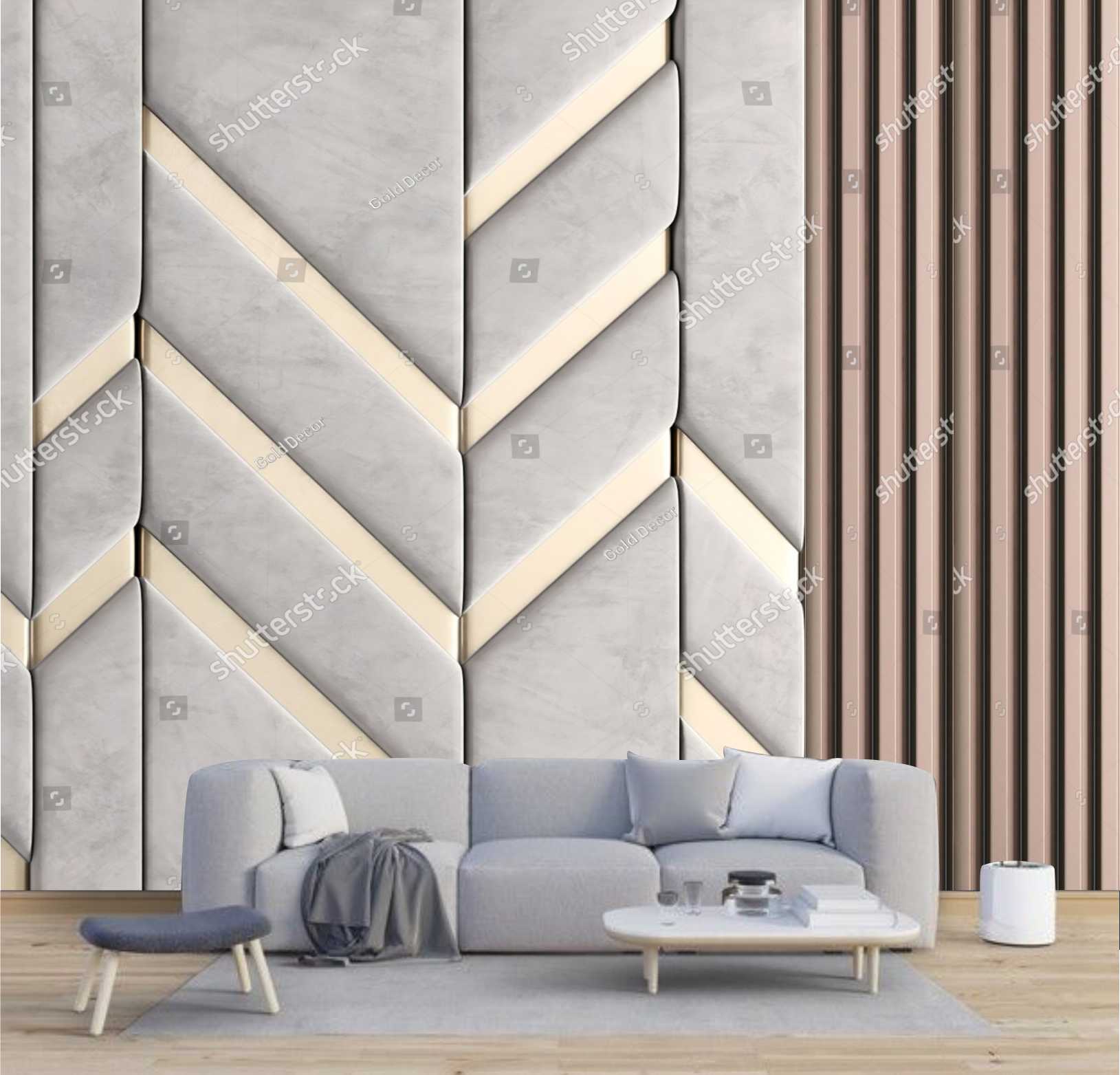 PAPEL DE PREDE ESTOFADO COM RIPADO MADEIRA 3D