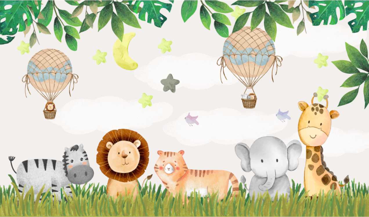 PAPEL DE PAREDE SAFARI INFANTIL