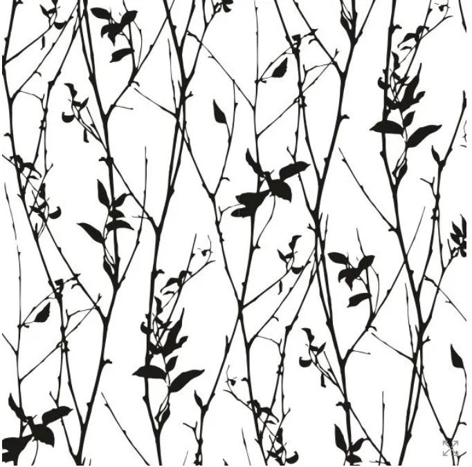 PAPEL DE PAREDE FLORAL GALHOS SECOS PRETO COM BRANCO