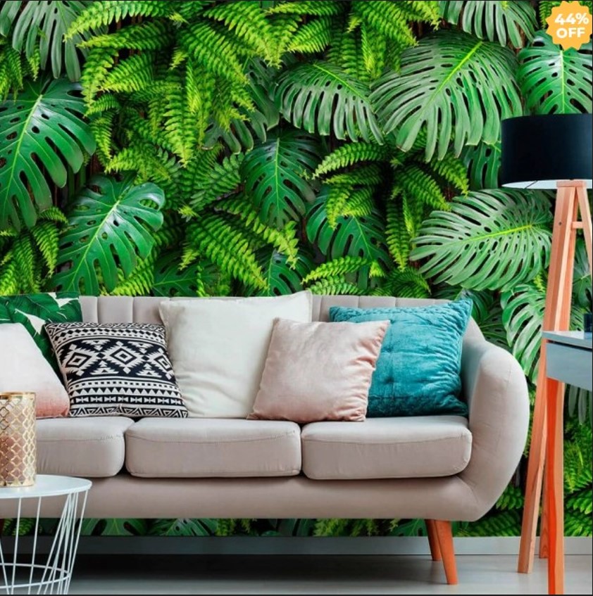 PAPEL PAREDE FOLHAS JARDIM VERTICAL