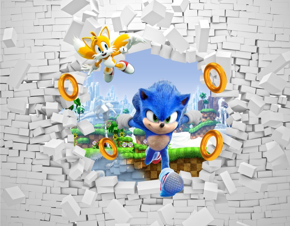 PAPEL DE PAREDE SONIC 3D QUEBRADA