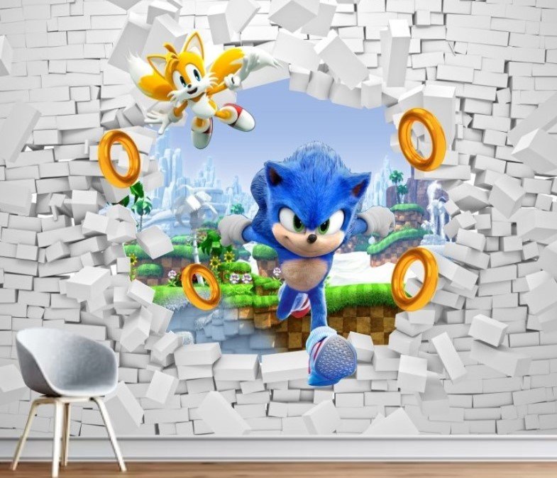 PAPEL DE PAREDE SONIC 3D QUEBRADA