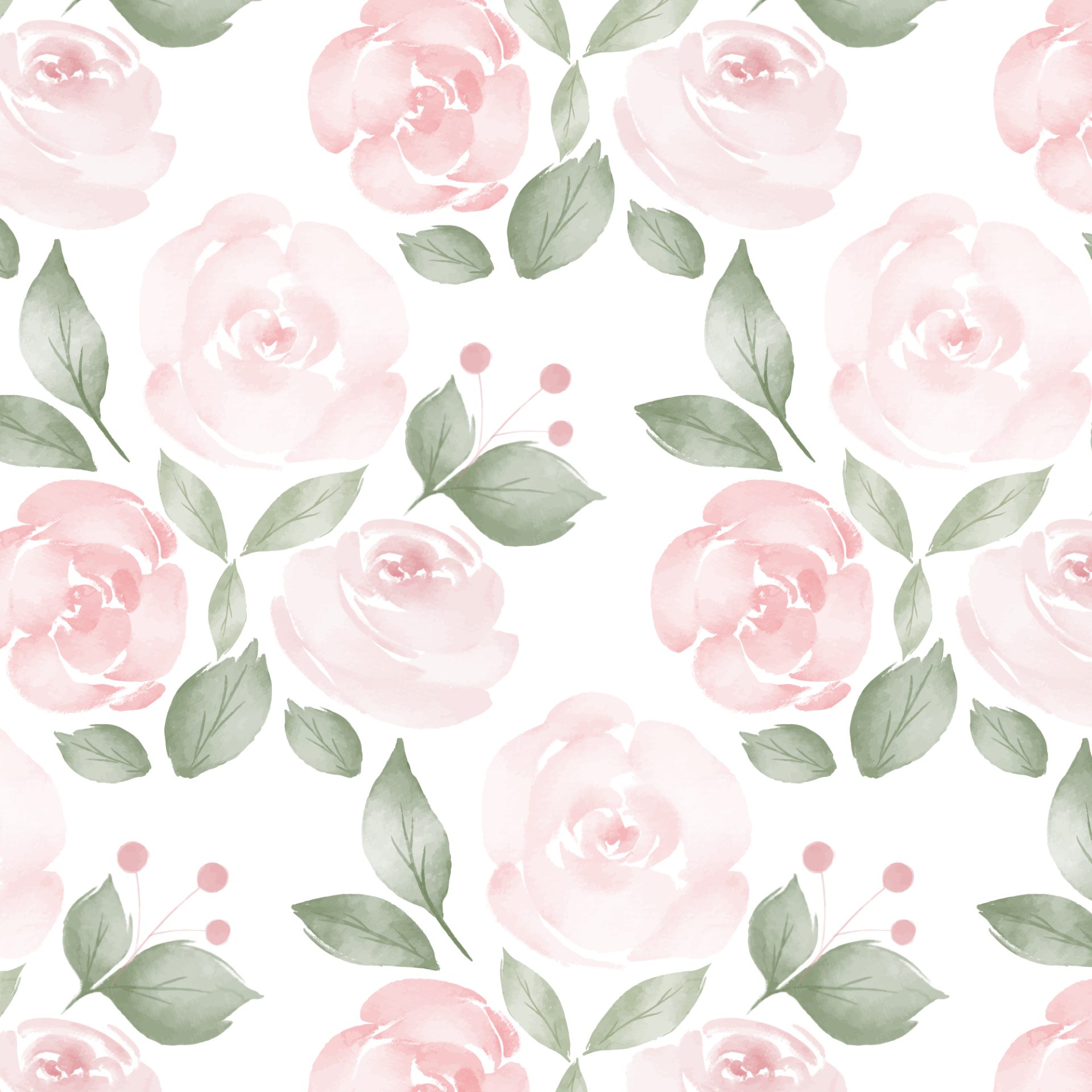 PAPEL PAREDE FLORES E FOLHAS ROSA AQUARELA